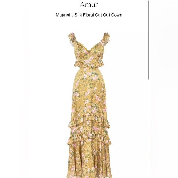 Amur - Magnolia Silk Cut-Out Floral Gown - Picture 1 of 6